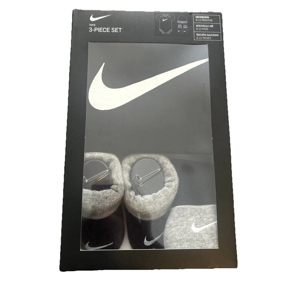 Nike Baby 3-Piece Boxed Set Bodysuit Hat Booties Infant Newborn 6-12 Months New